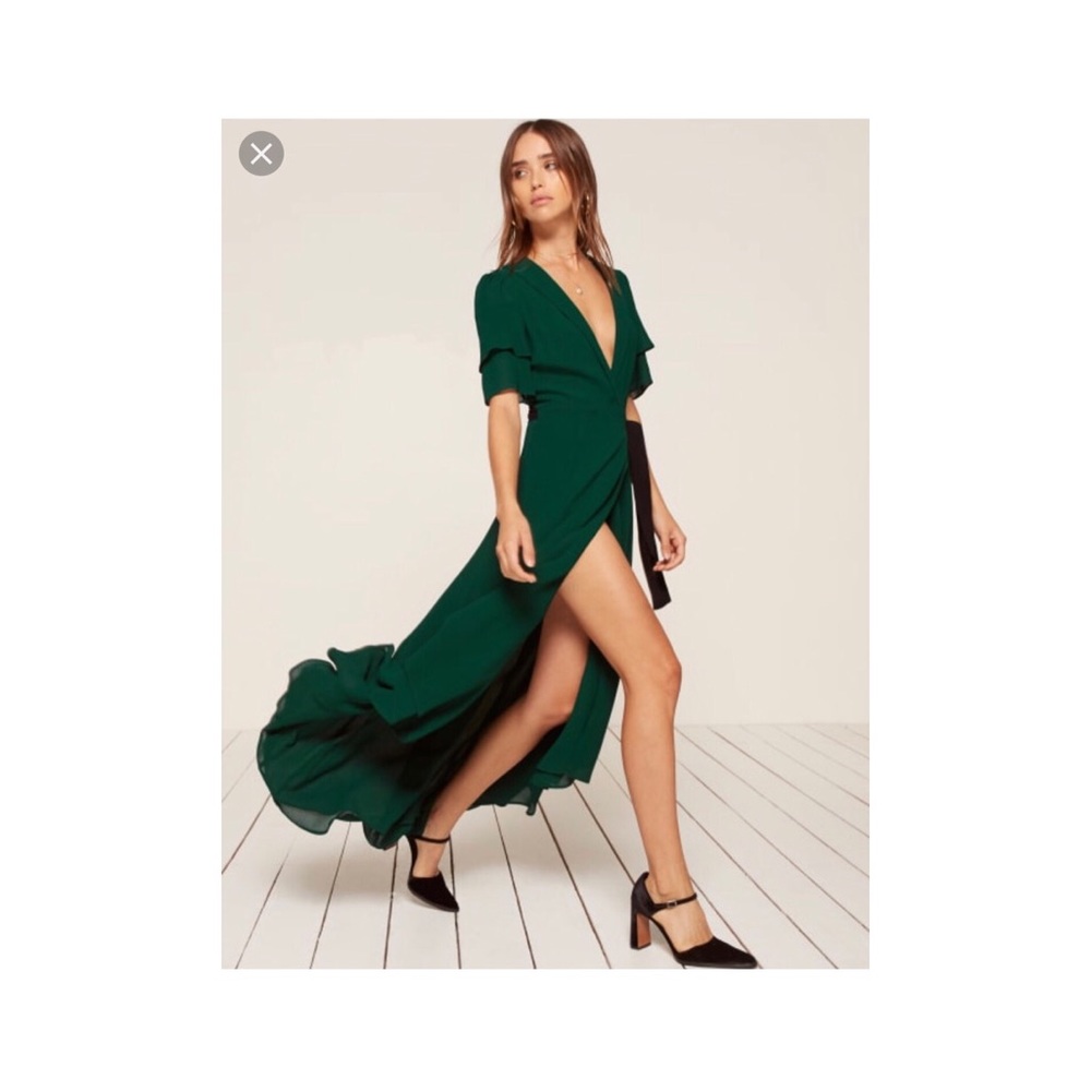 Reformation Layley Dress in Emerald